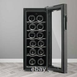 12 Bottles Champagne Wine Cooler Cabinet Fridge with LED Light Glass Single Door
