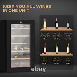 24 Bottles Wine Fridge with Glass Door Digital Touch Screen Control LED Light
