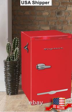3.2 Cu Ft Retro Style Mini Fridge Compact Small Office Dorm Refrigerator Cooler