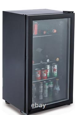 85 Litre Under Counter Drinks Fridge, Beer And Wine Cooler With Glass Door