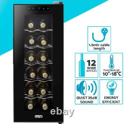 Baridi 12 Bottle Wine Cooler Fridge with Digital Touch Screen Controls LED Light