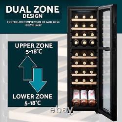 Baridi 27 Bottle Dual Zone Drinks Wine Cooler, Fridge, Touch Screen, LED, Black