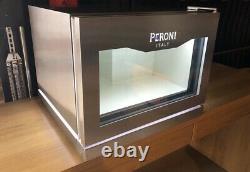 Beer Fridge, Peroni Branded with LED, Bar Top, Drinks Cooler Silver