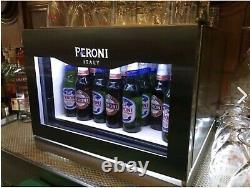 Beer Fridge, Peroni Branded with LED, Bar Top, Drinks Cooler Silver