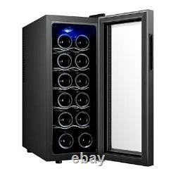 Black Glass Thermoelectric Wine Cooler 12 Bottle Undercounter Fridge Single Door