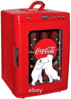 Coca Cola 25L Polar Bears Theme 240V AC Mini Fridge with Glass Display, Red
