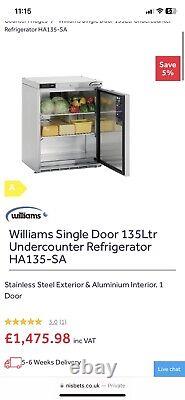 Commercial Williams Single Door 135Ltr Undercounter Fridge
