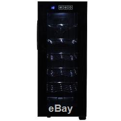Elegant Wine Fridge Refrigerator Mini Cooler 12 Bottles Adjustable Temperature