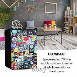 Fridge Freezer Refrigerator Compact Free Standing Home Sticker Design Door 72 L