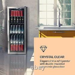 Fridge Refrigerator Drinks Fridge Beverage Cooler Chiller 201L Glass Door Black