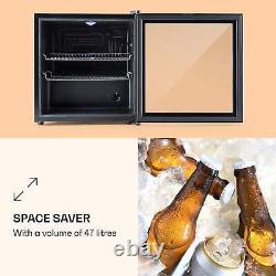 Fridge Refrigerator Tabletop Mini Bar Cooler Hotel Home Glass Door 47L Silver