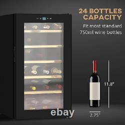 HOMCOM 24 Bottles Freestanding Wine Fridge with Glass Door Wine Cooler Fridge
