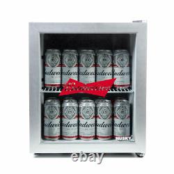 HUSKY Budweiser Drinks Cooler Bud Mini Beer Fridge Table Top Countertop Silver