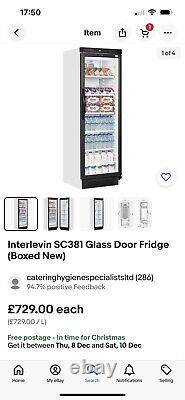 Interlevin Sc381 Single Glass Door Drinks Display Cooler Fridge Bottle Chiller