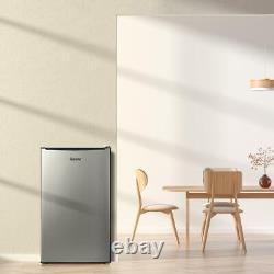 MINI FRIDGE WITH FREEZER 3.3 Cu. Ft. Small Compact Refrigerator Stainless Steel