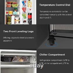MINI FRIDGE WITH FREEZER 3.3 Cu. Ft. Small Compact Refrigerator Stainless Steel
