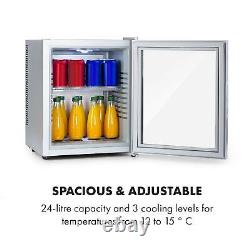 Mini Fridge Refrigerator Home Bar Drinks Cooler LED Noiseless Kitchen 24L Silver