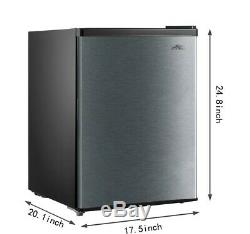 Mini Refrigerator 2.4 Cu Ft Stainless Single Door Small Fridge Dorm Office