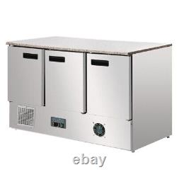 Polar Refrigerated Counter with Marble Work top 3 doors 368Ltr