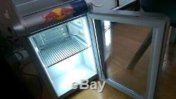 Red Bull Mini Fridge Silver Single Door Counter Desktop