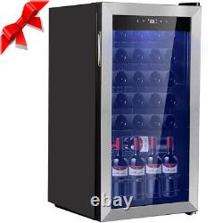 SMAD 33 Bottles Glass Door 95L Wine Cooler Compressor Drinks Fridge Beverage Bar