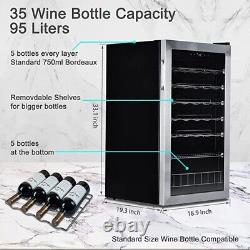 SMAD 33 Bottles Wine Beer Fridge Beverage Drinks Cooler 95L LED Stainless Steel