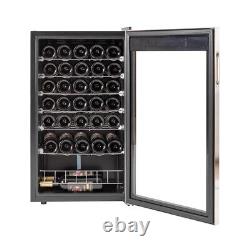 SMAD 98L Wine Cooler Refrigerator Undercounter Drinks Fridge Glass Door
