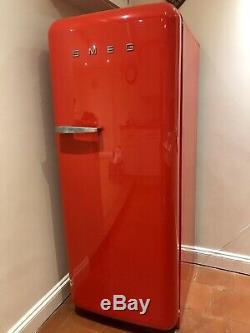 SMEG fridge freezer RED 50s Style Right Hand Fridge Icebox VGC + Manual