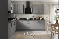 Slab Matt Dust Grey Kitchen Doors, Assembed Units, Soft Close Hinges & Drawers