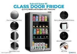 Subcold Beer Fridge Super 85L LED Glass Door Under Counter Drinks Fridge