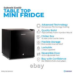 Subcold Eco50 Mini Fridge Black Lockable New Condition