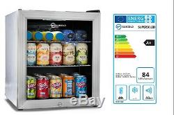 Subcold Super 50 LED Silver Mini Fridge Table Top Beer Fridge A+ Rated
