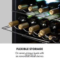 Wine Cooler Fridge 28 Bottles Free Standing 6 Shelves 70 Litre LCD Display Black