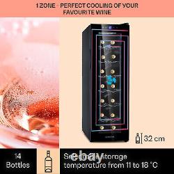 Wine Cooler Fridge Refrigerator Bar Drinks 46 L 14 Bottles Single Zone Black
