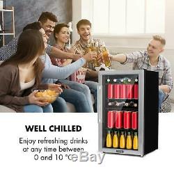 Wine Fridge Beer cooler drinks chiller Bar Refrigerator 98 L 7 Levels A+ Black