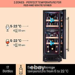 Wine Fridge Cooler Drinks Fridge 52 L Glass Door Touch Control 17 Bottles Black