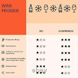 Wine Fridge Cooler Drinks Fridge 53L Glass Door Touch Control 17 Bottles Silver