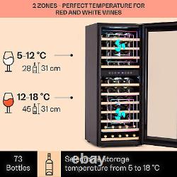 Wine Fridge Refrigerator Drinks Cooler 2 Zones 192 L 73 Bottles LED Touch Black
