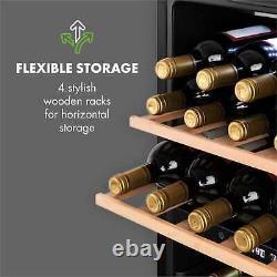 Wine Fridge Refrigerator Drinks Cooler 2 Zones 34 Bottles 100W LED Touch Black