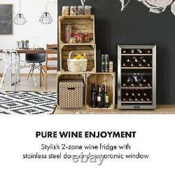 Wine Fridge Refrigerator Drinks Cooler 2 Zones 45 Bottle 118L Counter Top Silver