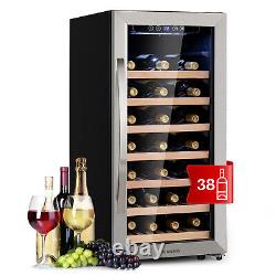 Wine Fridge Under Counter Refrigerator Drinks Cooler 94 L 38 Bottles LED Silver